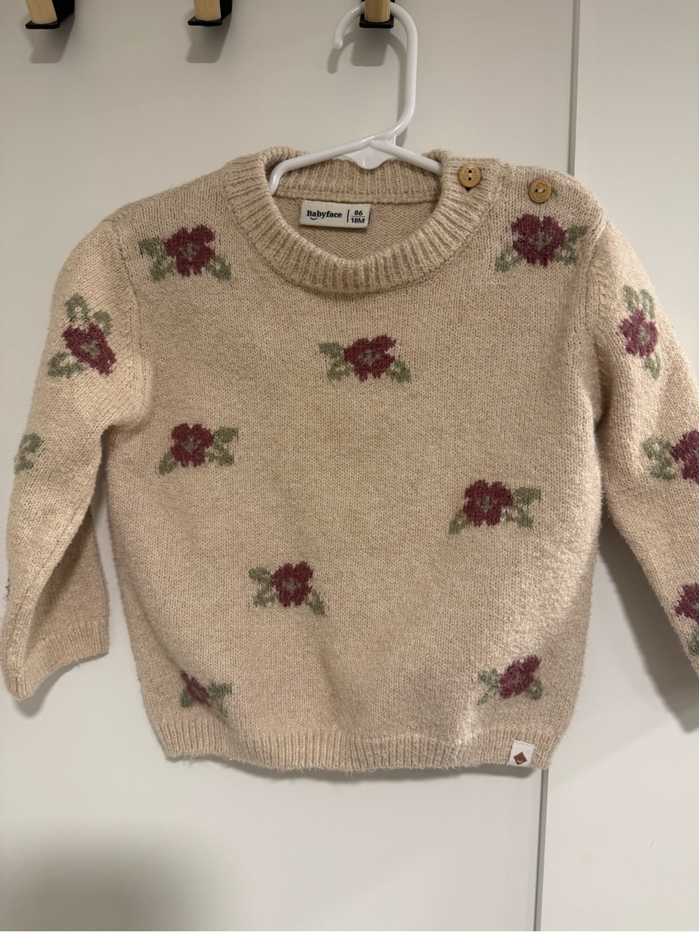18 Mo. Cream Floral Knit Sweater